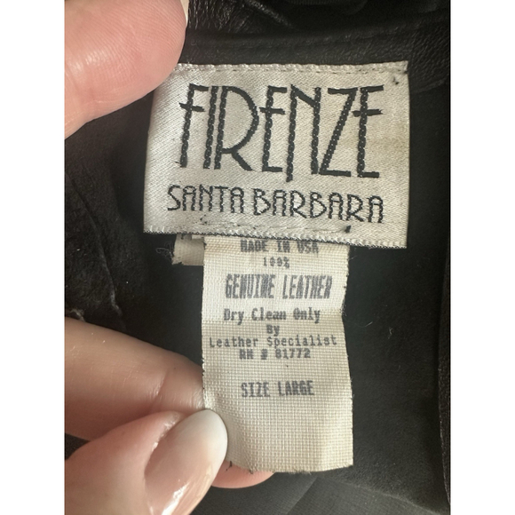 VTG Firenze Santa Barbara Leather Tiered Mini Dress Large Black Whimsigoth 80’s - Picture 4 of 12